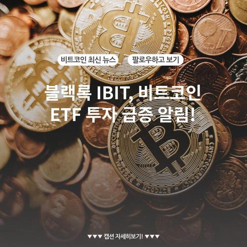 블랙록 IBIT, 비트코인 ETF 투자 급증 알림!